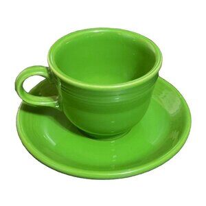 Fiestaware Shamrock Green Teacup Saucer Fiesta HLC USA‎ Cup Plate Mug 2013 BBBC